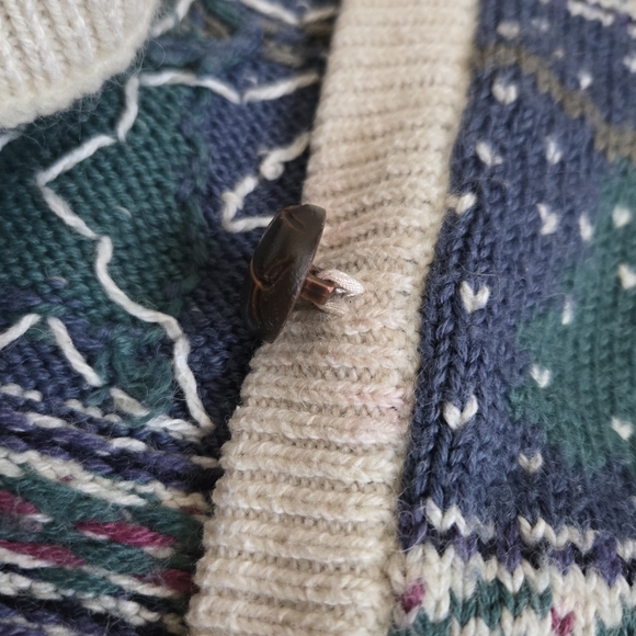 Northern Reflections Vtg Cardigan Nordic Winter Scenes Snow Trees SleighsCozy M - Picture 13 of 14